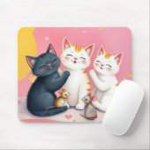 Kawaii Art Cats and Mice Mousepad (Mit Mouse)