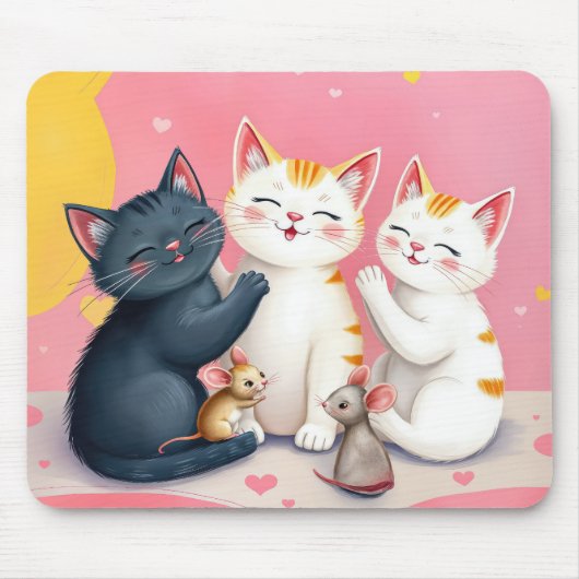 Kawaii Art Cats and Mice Mousepad (Vorne)