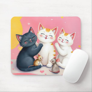 Kawaii Art Katzen und Mäuse Mousepad