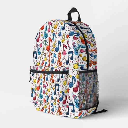 Kawaii Art Musical Notes Abstrakt Bedruckter Rucksack (Rückseitige Ecke Rechts)