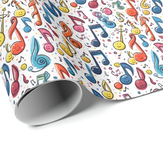 Kawaii Art Musical Notes Abstrakt Geschenkpapier (Rolleneckpunkt)