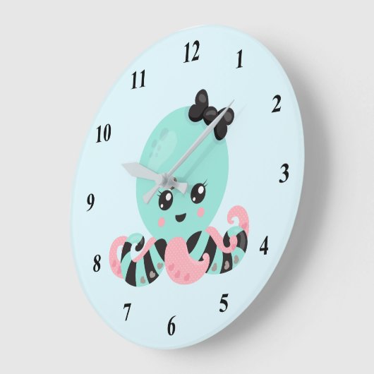 Kawaii Art Octopus Design Große Wanduhr (Winkel)