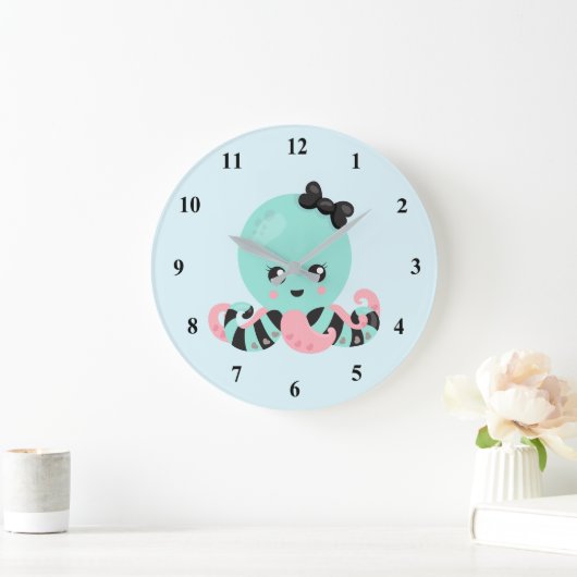 Kawaii Art Octopus Design Große Wanduhr (Zuhause)