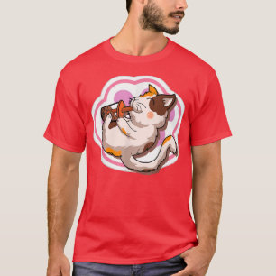 Kawaii Ästhetische Katze Boba Tea Japanisch Anime T-Shirt