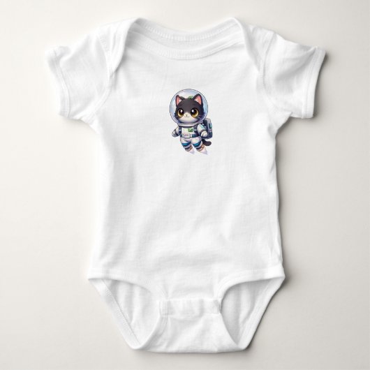 Kawaii Astronaut Cat Cartoon – Cute Space Kitty Baby Strampler (Vorderseite)