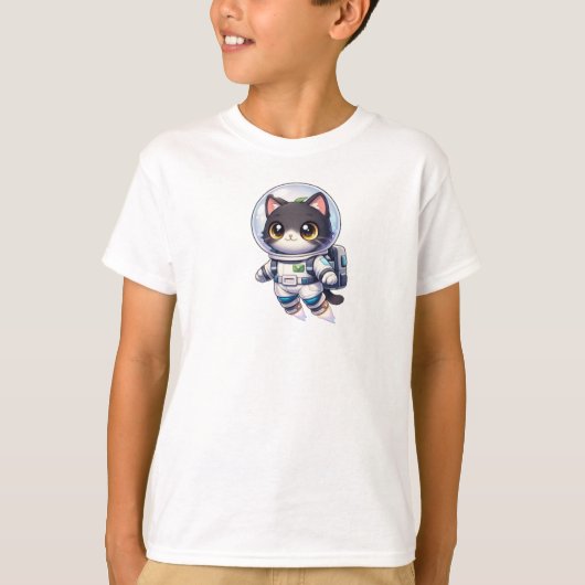 Kawaii Astronaut Cat Cartoon – Cute Space Kitty T-Shirt (Vorderseite)