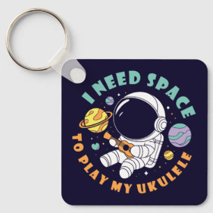Kawaii Astronaut spielt Ukulele im Weltraum Schlüsselanhänger