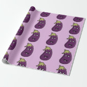 Kawaii Aubergine Geschenkpapier (Ungerollt)
