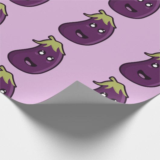 Kawaii Aubergine Geschenkpapier (Ecke)