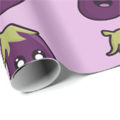 Kawaii Aubergine Geschenkpapier (Rolleneckpunkt)