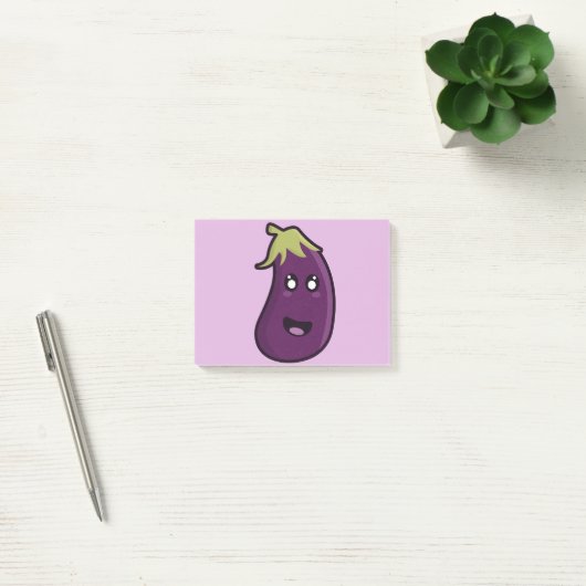Kawaii Aubergine Post-it Klebezettel (Büro)