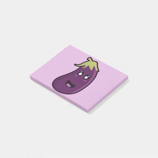 Kawaii Aubergine Post-it Klebezettel (angewinkelt)