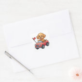Kawaii Aufkleber Cavapoo in einem Spielzeugauto (Umschlag)