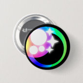 Kawaii Auge mit Regenbogenfarben, gerade Auge auf Button (Vorne & Hinten)