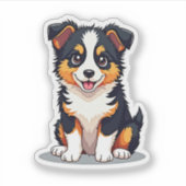 Kawaii Aussie Shepherd Puppy - Sleepy Pose Aufkleber (Vorderseite)