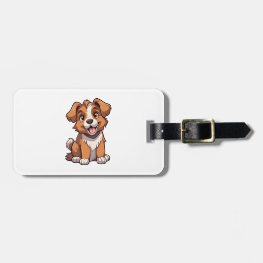 Kawaii Australian Shepherd Puppy Gepäckanhänger (Vorderseite horizontal)
