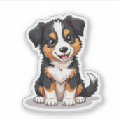 Kawaii Australian Shepherd Puppy - Herz Eyes Aufkleber (Vorderseite)