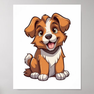 Kawaii Australian Shepherd Puppy Poster