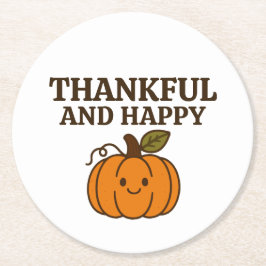 Kawaii Autumn Pumpkin Thanksgiving Runder Pappuntersetzer