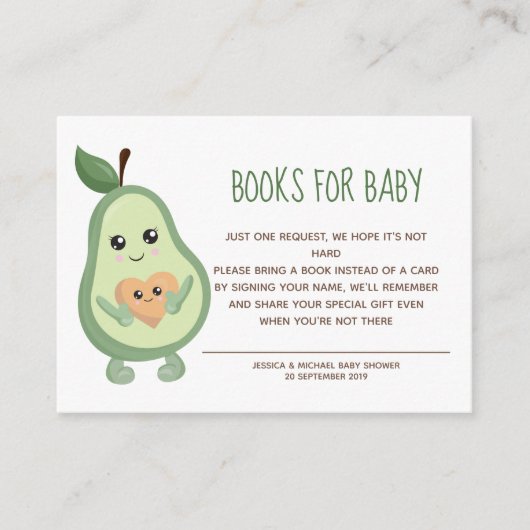 Kawaii Avocado Bücher für Baby Begleitkarte (Vorderseite)