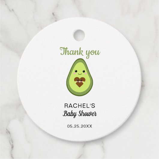Kawaii Avocado Kinderdusche Danke Minimal Niedlich Geschenkanhänger (Vorderseite)