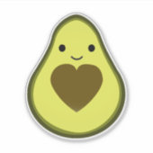 Kawaii Avocado mit einem Heart Pit Aufkleber (Vorderseite)