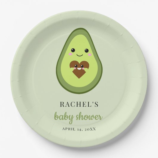 Kawaii Avocado Pregnant Baby Shower Niedlich Minim Pappteller (Vorderseite)