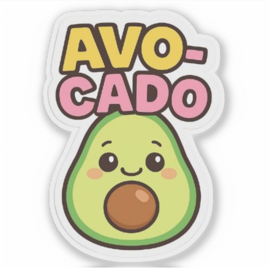 Kawaii Avocado Sticker (Vorderseite)