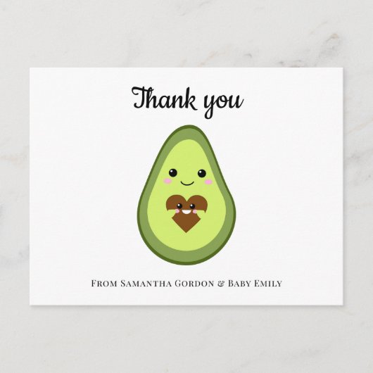 Kawaii Avocado Vielen Dank Baby Dusche Minimalisti Postkarte (Vorderseite)