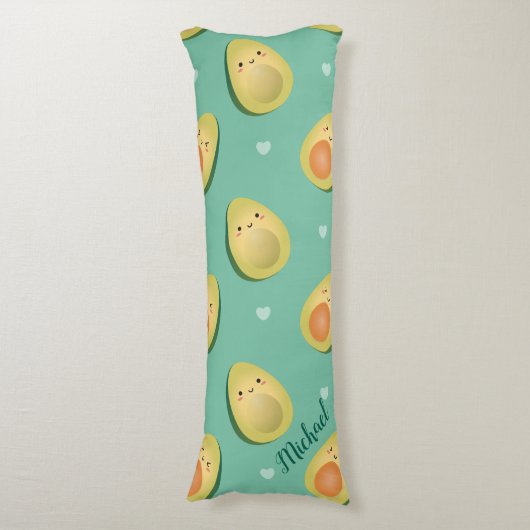 Kawaii Avocados Lasst uns Pattern Funny vermeiden Seitenschläferkissen (Vorderseite Vertikal)