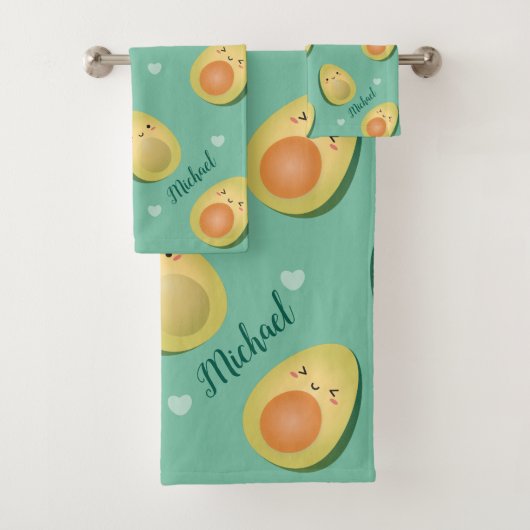 Kawaii Avocados Vermeiden wir Pattern Badhandtuch Set (Insitu)
