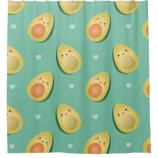 Kawaii Avocados Vermeiden wir Pattern Duschvorhang (Vorderseite)