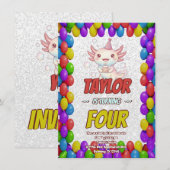 Kawaii Axolotl Adult Birthday Invitation Einladung (Vorne/Hinten)