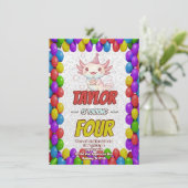 Kawaii Axolotl Adult Birthday Invitation Einladung (Stehend Vorderseite)