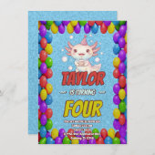 Kawaii Axolotl Adult Birthday Invitation Einladung (Vorne/Hinten)