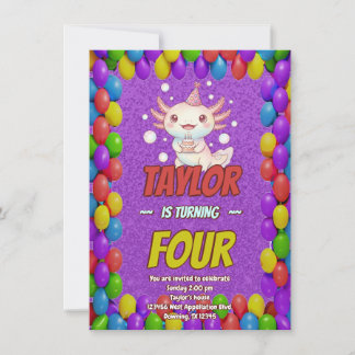 Kawaii Axolotl Adult Birthday Invitation Einladung
