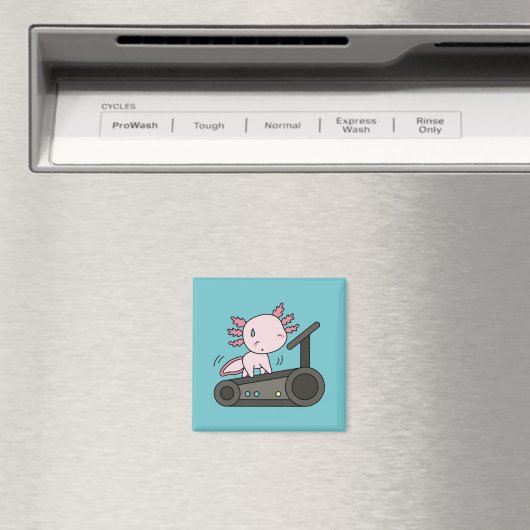 Kawaii Axolotl auf Treadmill Magnet (In Situ (Geschirrspüler))