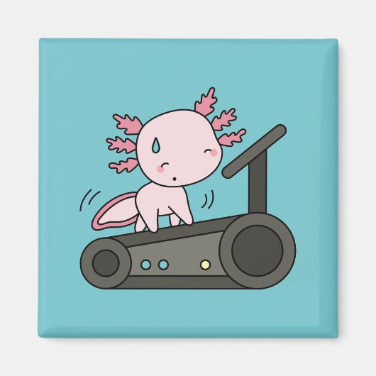 Kawaii Axolotl auf Treadmill Magnet (Vorne)