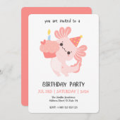 Kawaii Axolotl Birthday Party Invitation Einladung (Vorne/Hinten)