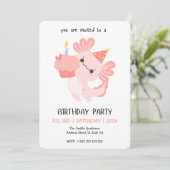 Kawaii Axolotl Birthday Party Invitation Einladung (Stehend Vorderseite)