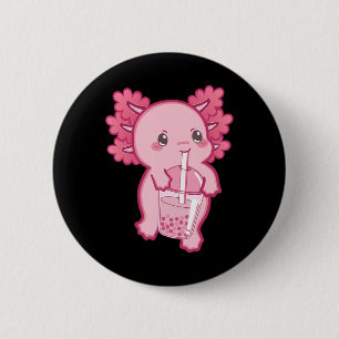 Kawaii Axolotl Boba Bubble Tea Teen Teen Girl Kind Button