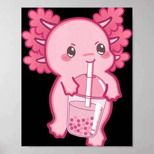 Kawaii Axolotl Boba Bubble Tea Teen Teen Girl Kind Poster (Vorne)