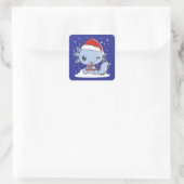Kawaii Axolotl Christmas Quadratischer Aufkleber (Tasche)