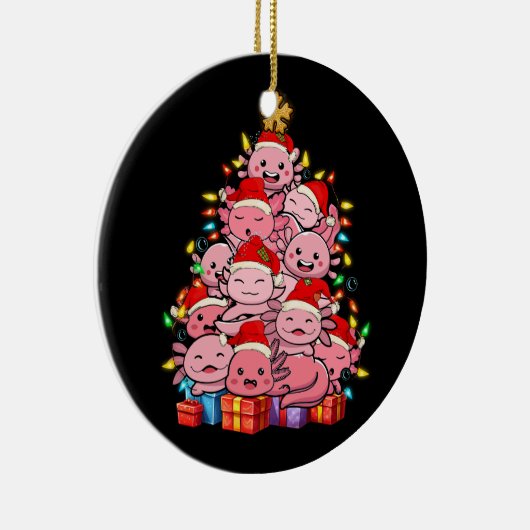 Kawaii Axolotl Christmas Tree Axolotl Pajama Hat X Keramik Ornament (Rechts)