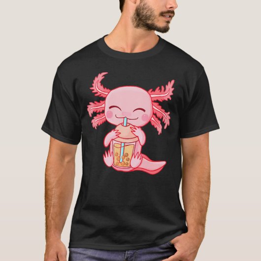 Kawaii Axolotl Drinking Boba Bubble Tee Anime Girl (Vorderseite)