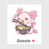 Kawaii Axolotl Eating Ramen Aufkleber (Blatt)