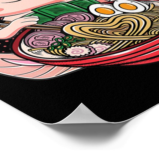 Kawaii Axolotl Eating Ramen Noodles Anime Gift Gif Poster (Ecke)