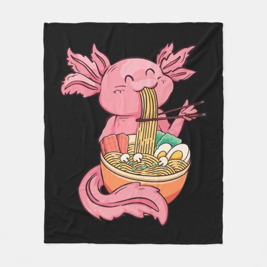 Kawaii Axolotl Eating Ramen Noodles Anime Kids Gir Fleecedecke (Vorderseite)