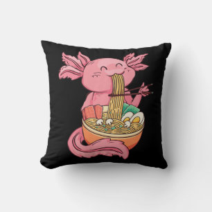 Kawaii Axolotl Eating Ramen Noodles Anime Kids Gir Kissen