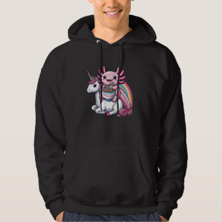 Kawaii Axolotl Eating Ramen Noodles Unicorn Hoodie